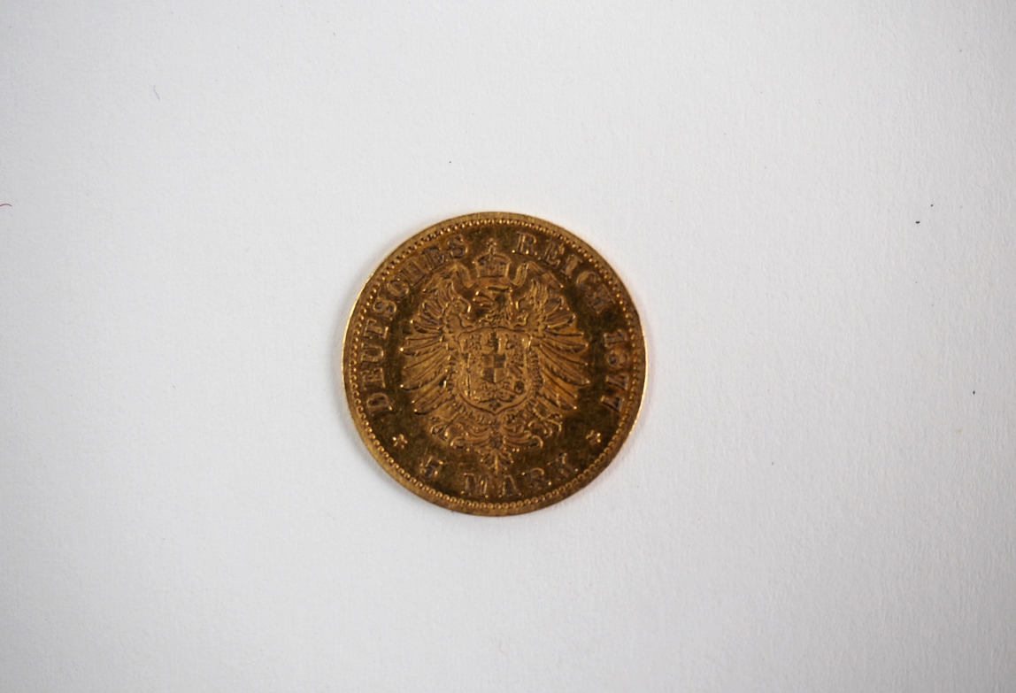 Preussen: 5 Mark - 1877 GOLD. - Image 2 of 2