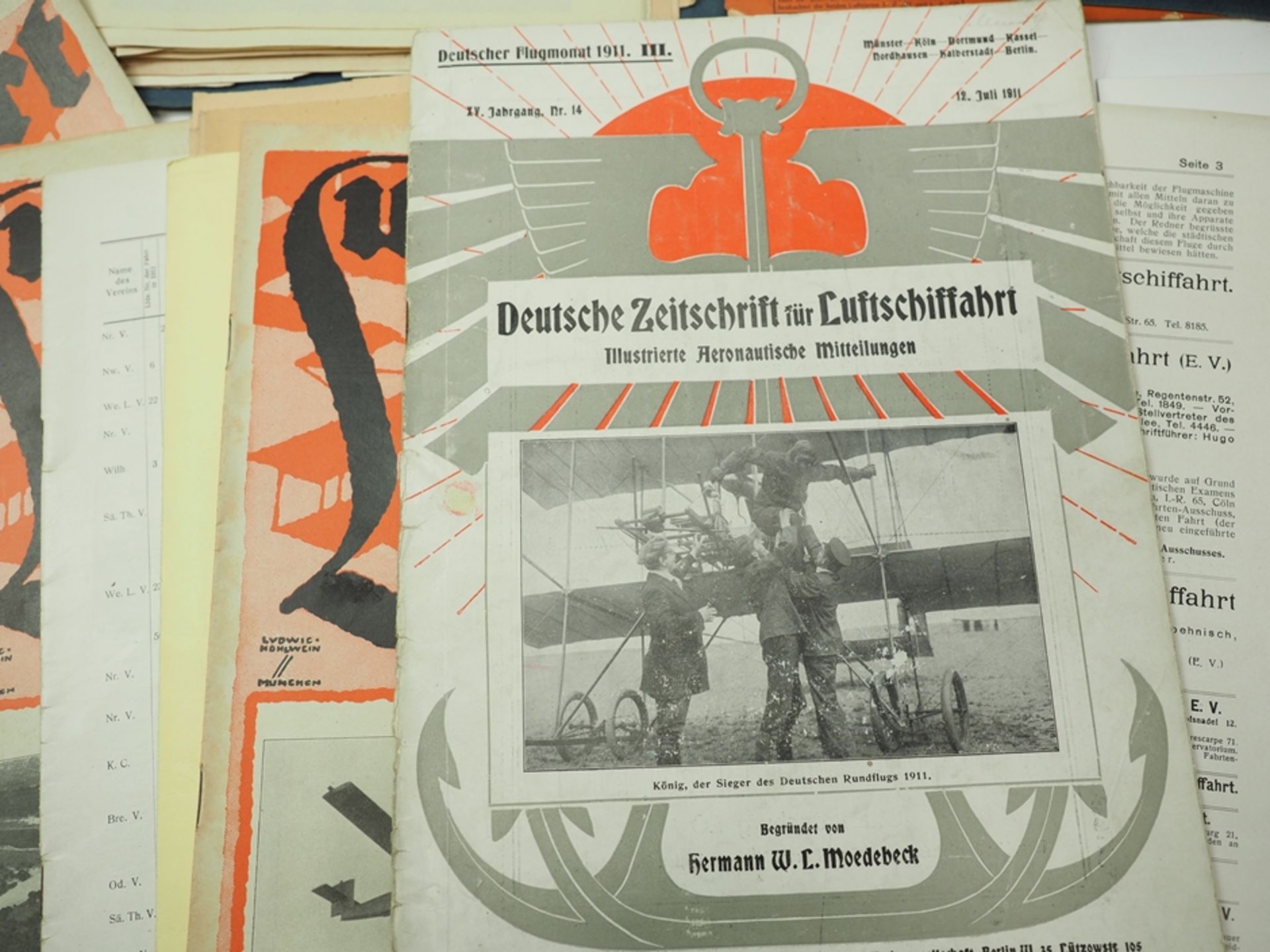 Sammlung Luftschifffahrt und Zeppelin, u.a. Zeitschriften Flugsport 1919. - Image 3 of 6
