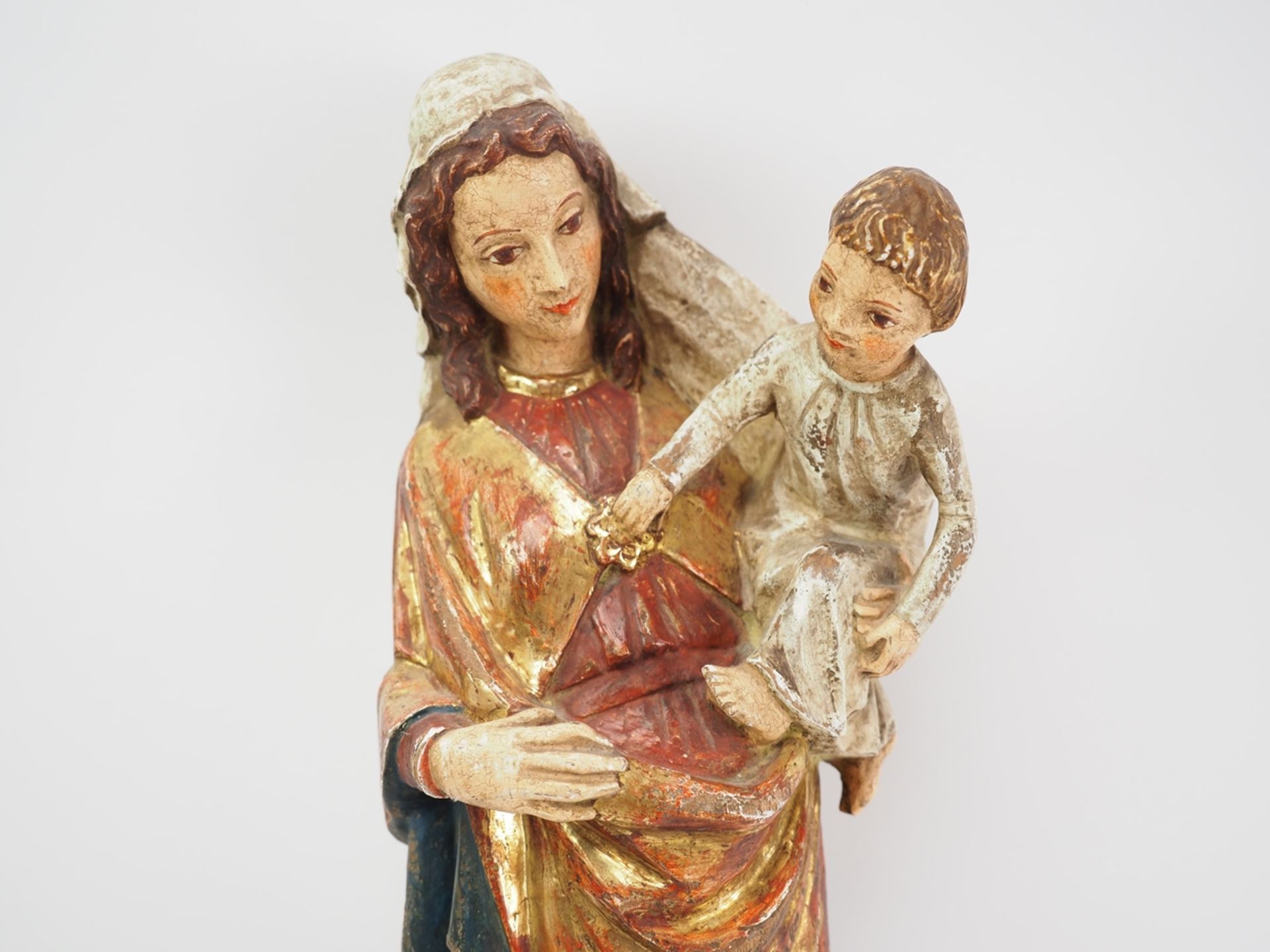 Maria mit Jesuskind, Wandskulptur mit Konsole. - Bild 3 aus 3