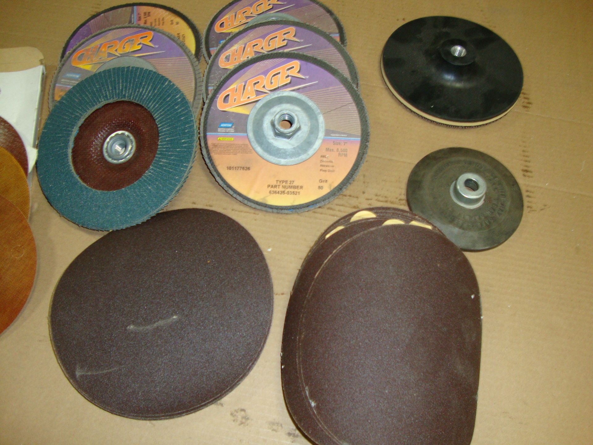 Lot of 6 New Charger 7" 80 Grit Grinding Discs, 8" 100 and 120 Grit Discs, etc.. - Image 3 of 3