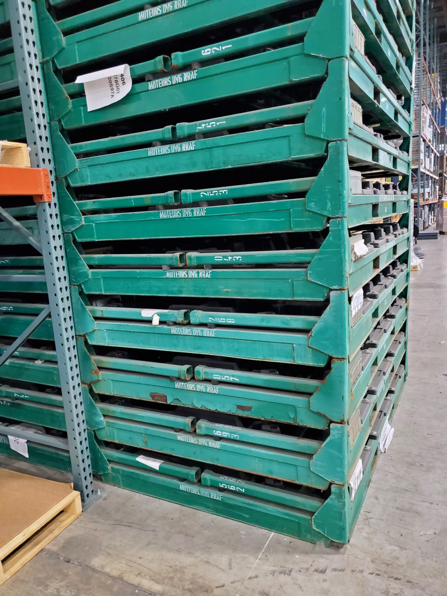 Lot of 8 Stackable Pallets, were used to ship engines but many other uses, ea approx 88" x 58" x 3