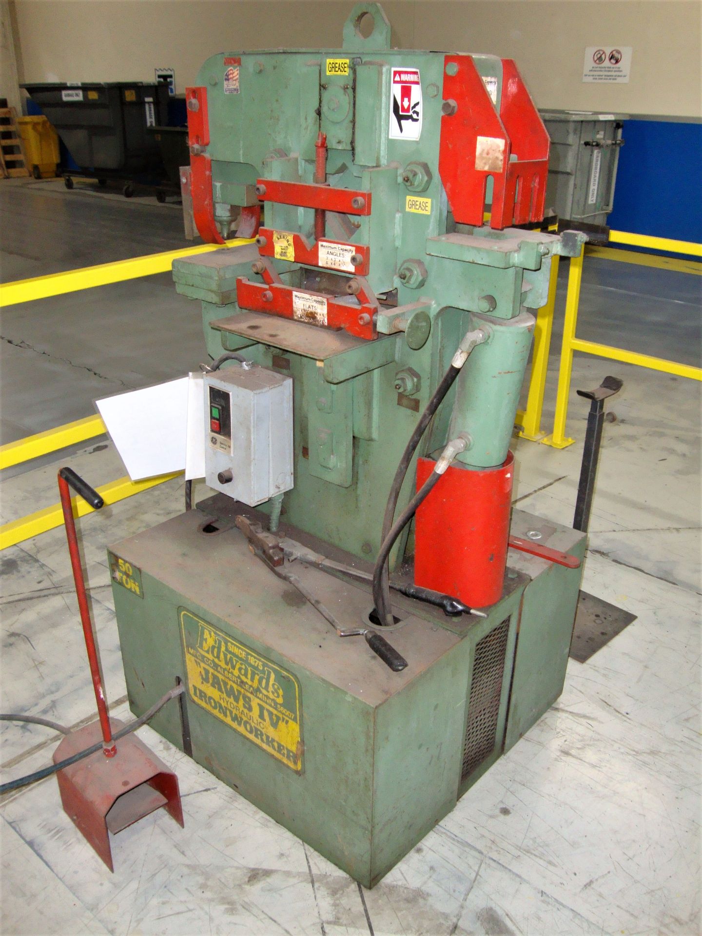 Edwards 50 Ton Ironworker, approx. 60" x 36" x 62" tall Note - A Loading Charge of $200 will be