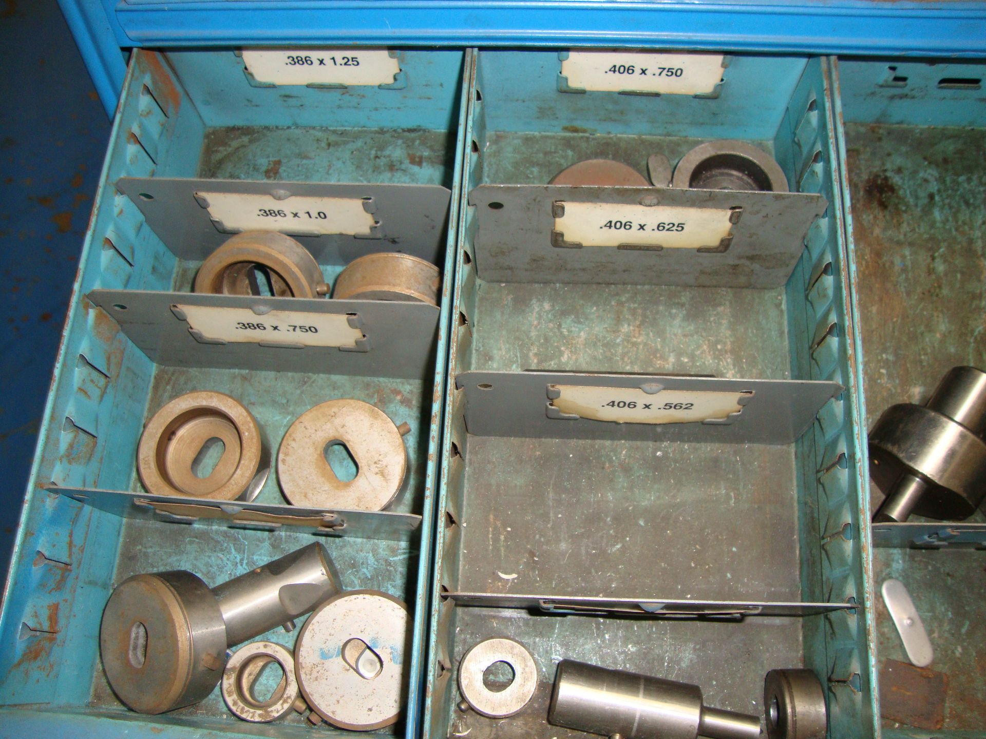 Lot of HUGE amount of Whitney Punch Tooling w/Lyons back to back Storage Drawer Shelving on Cart, ap - Image 11 of 21