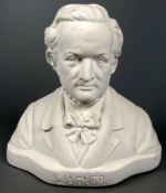 Gips Kopf, Darstellung von Richard Wagner, neuzeitlich, H. ca. 24 cm