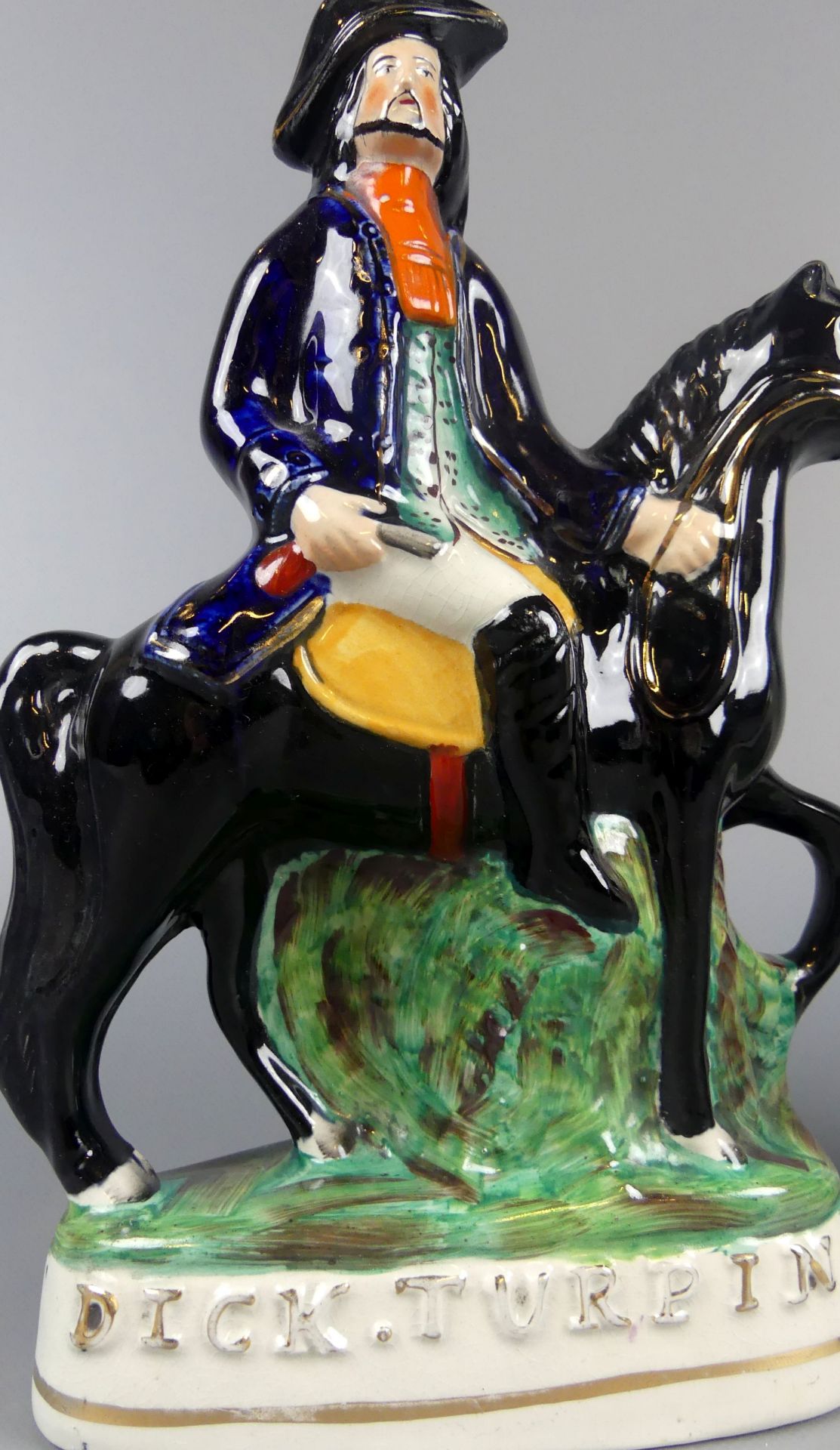 Paar Figuren, Keramik, "Dick Turpin", "Tom King", H. ca. 29, B. 19 cm, - Bild 2 aus 7