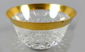 Kleine Glasschale, Kristall, Goldrand, H. 7, Dm. 12 cm
