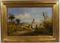 "Bauernmotiv/Genrebild", Öl/L, ohne Signatur, ca. 34 x 54 cm