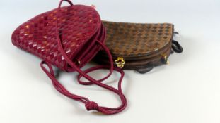 2 kleine Umhängetaschen, BOTEGA VENETA, dunkelrot, braun,