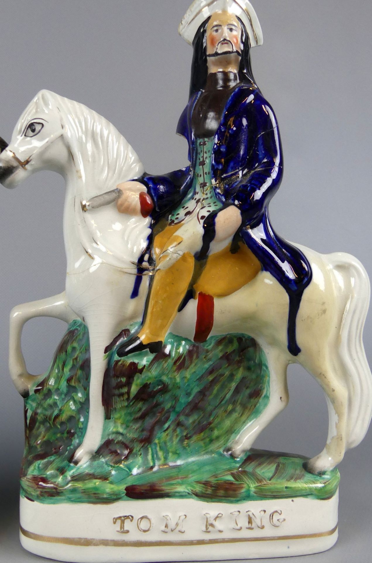 Paar Figuren, Keramik, "Dick Turpin", "Tom King", H. ca. 29, B. 19 cm, - Bild 3 aus 7