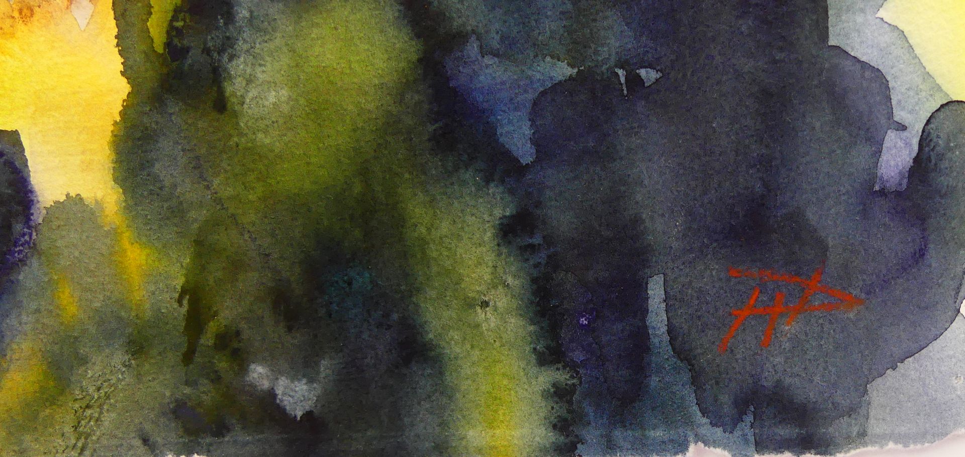 Monogrammist HD, "Blick ins Gebirge", Aquarell, - Bild 2 aus 4