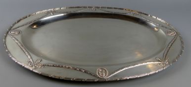 Platte, oval, Silber, Historismus, ca. 1234 gr., mit Girlanden und