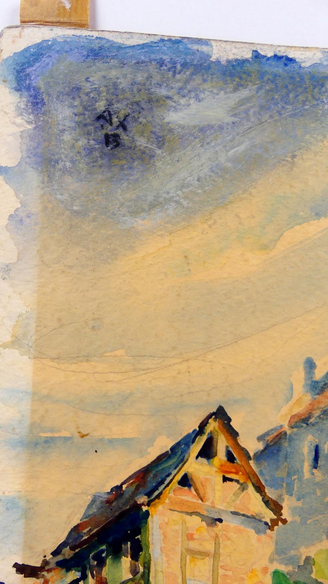 "Blick auf Burganlage", Aquarell, o.li. A.F., '13, Verso A. FAISTAUER, - Bild 2 aus 3