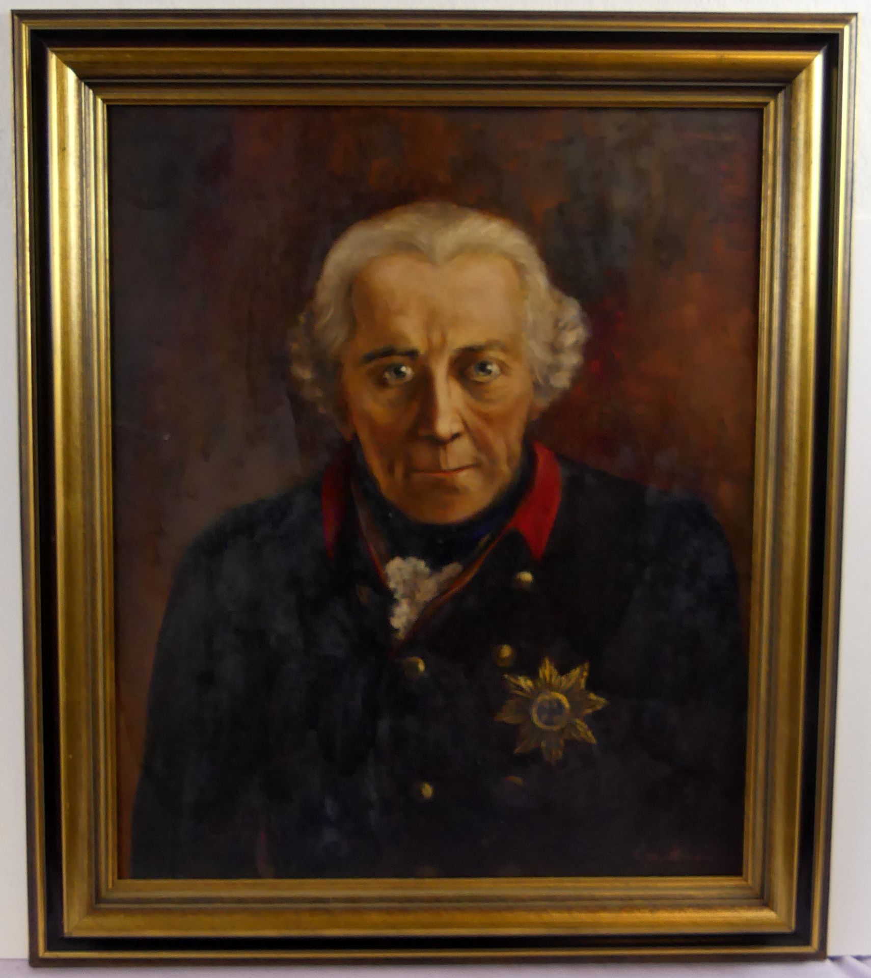 "Portrait Friedrich der Große", Öl/L, Kopie, u.re.sig. Cap Menzel?,