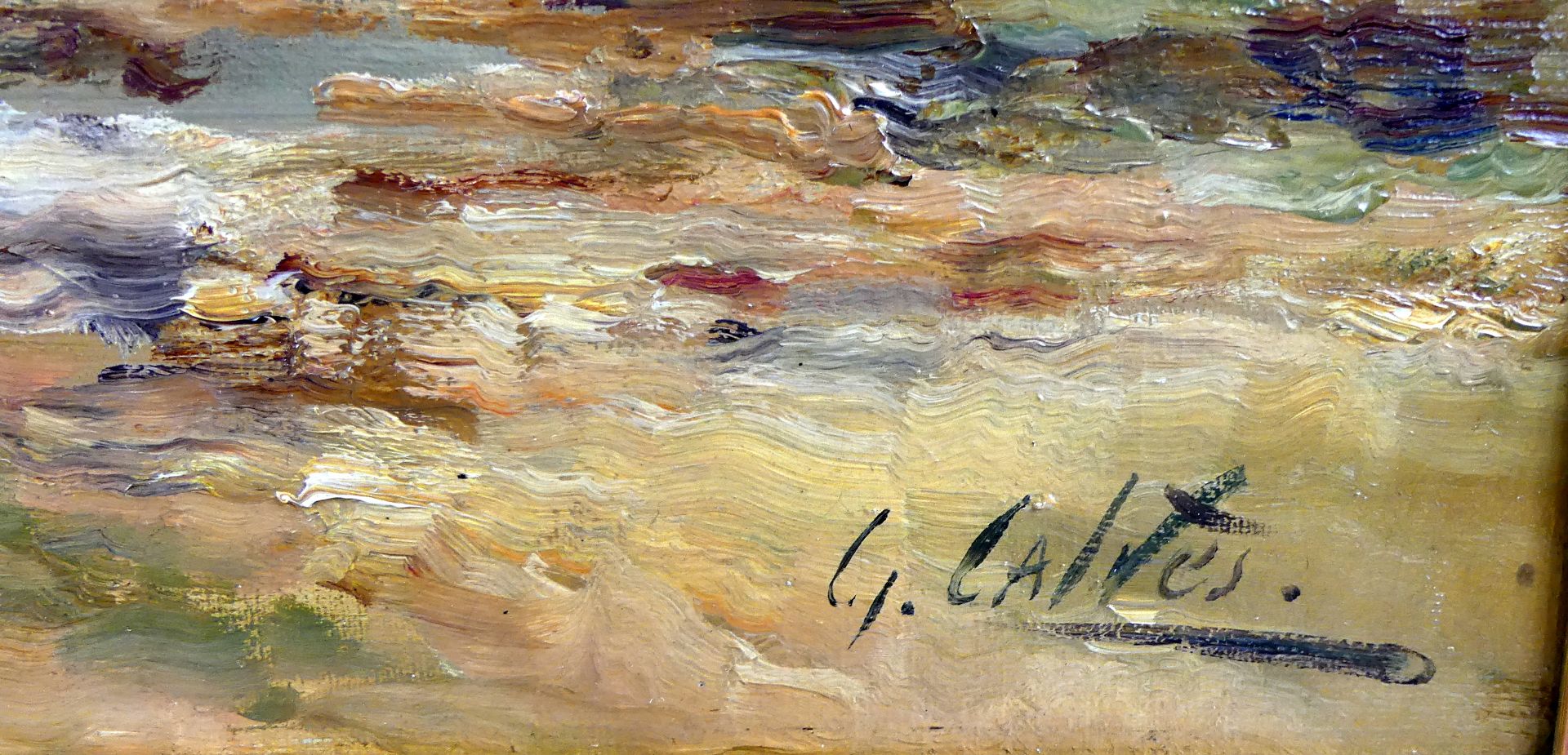 LÈON GEORGES CALVES (1848-1923), "Trinkende Pferde", Öl/L., - Image 4 of 5