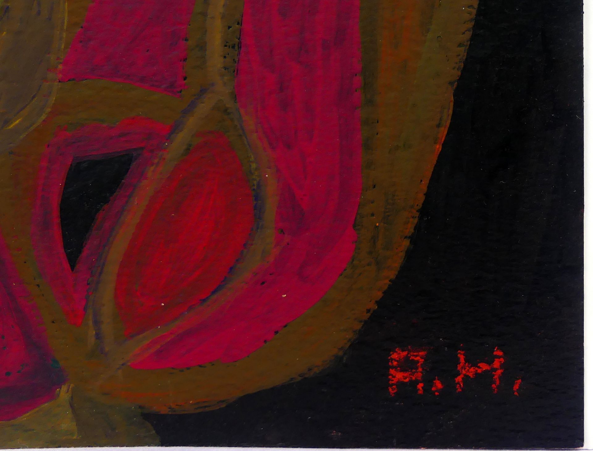 A.H., "Abstrakte Farbige Komposition", Orig. Farbkreide Zeichnung, - Bild 2 aus 3
