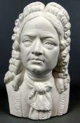 Gips Kopf, Darstellung von Georg Friedrich Händel, neuzeitlich, H. ca. 18 cm