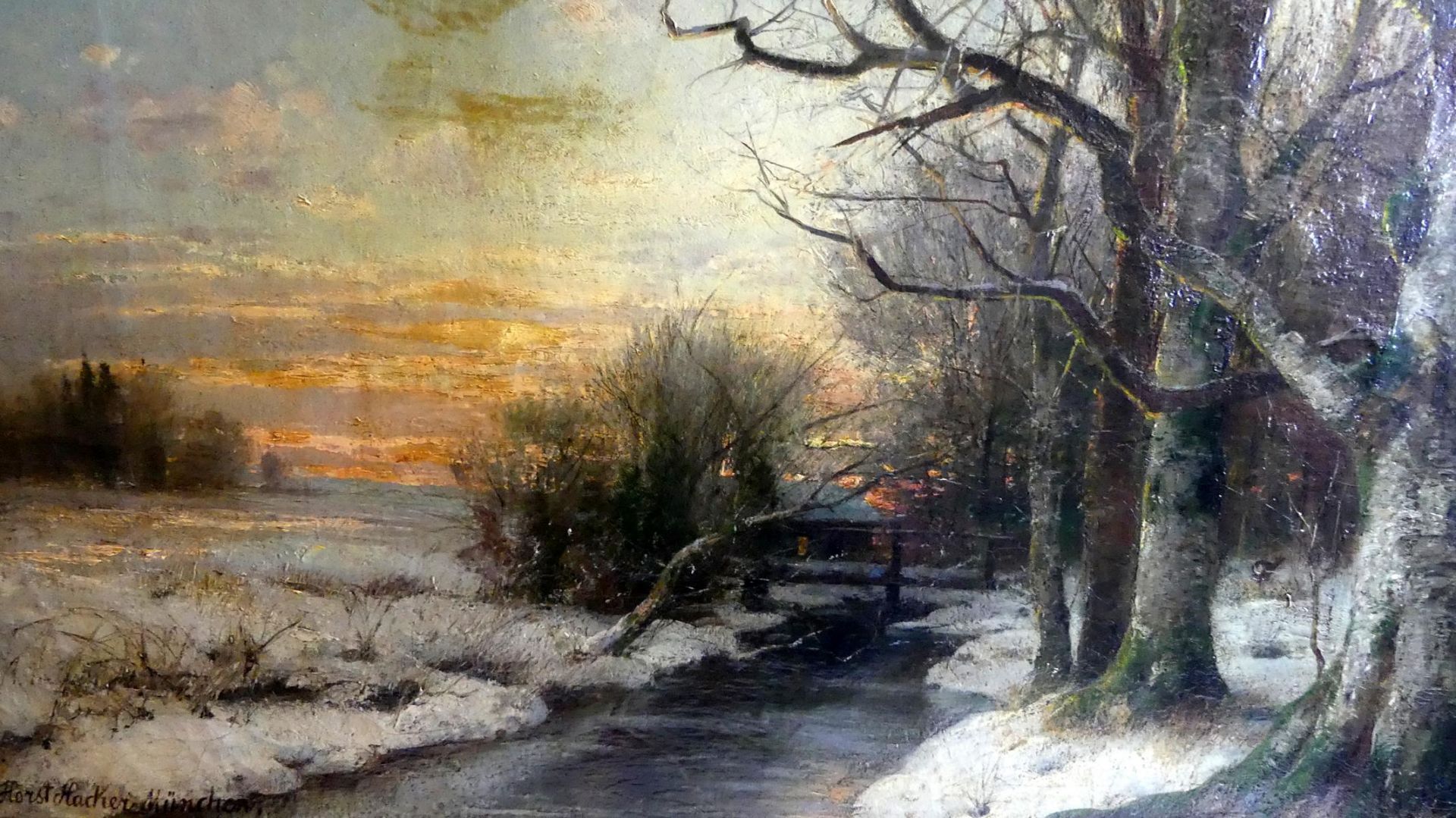 HORST HACKER, "Flusslandschaft im Winter", Öl/L., u.li.sig, bez. - Image 3 of 6