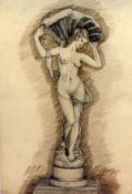 Wohl MAX KLINGER, "Muschel Venus", Kohle-Kreide Zeichnung,