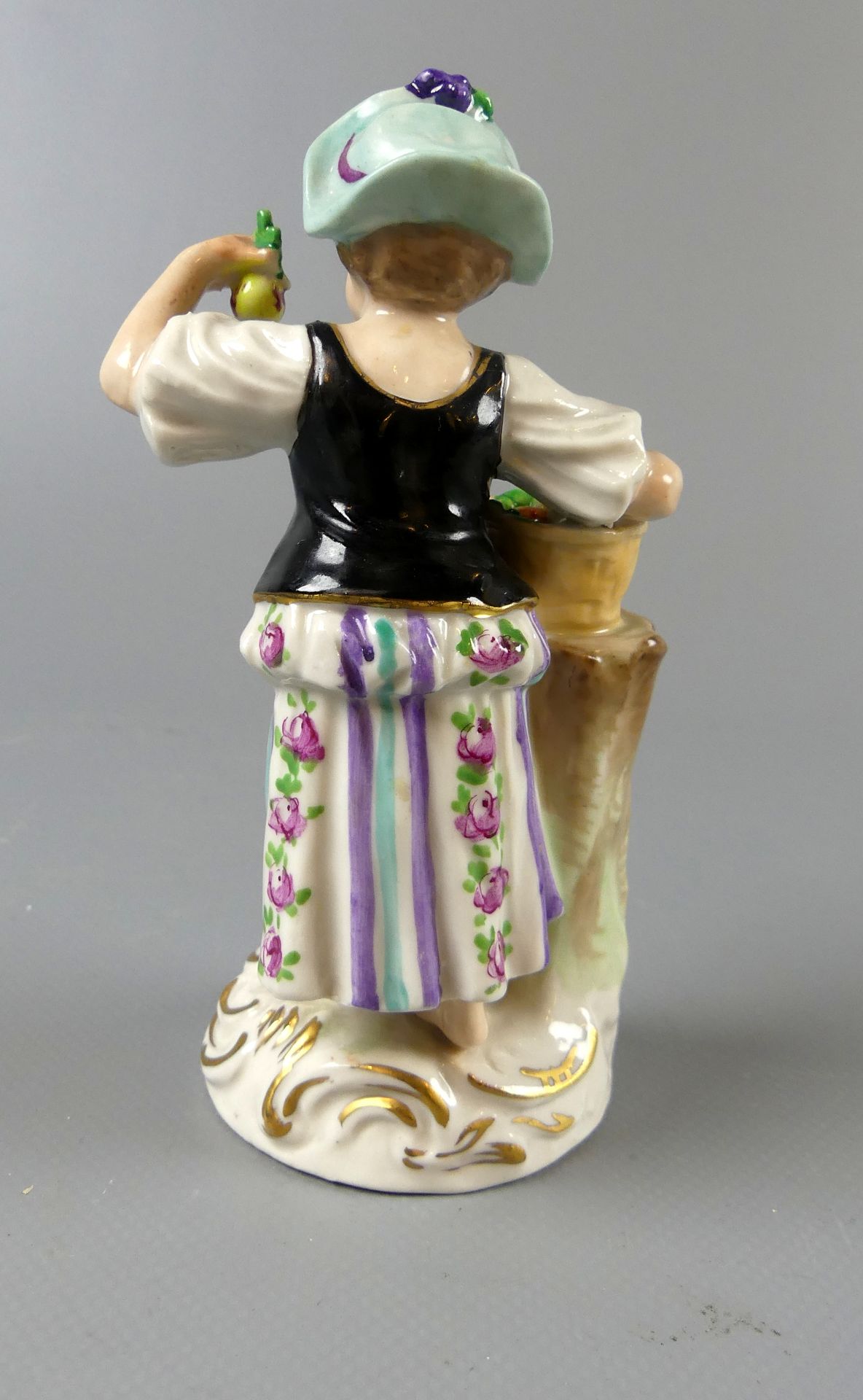 Blumenmädchen, Porzellanfigur, Thüringen, stehend, - Bild 2 aus 3