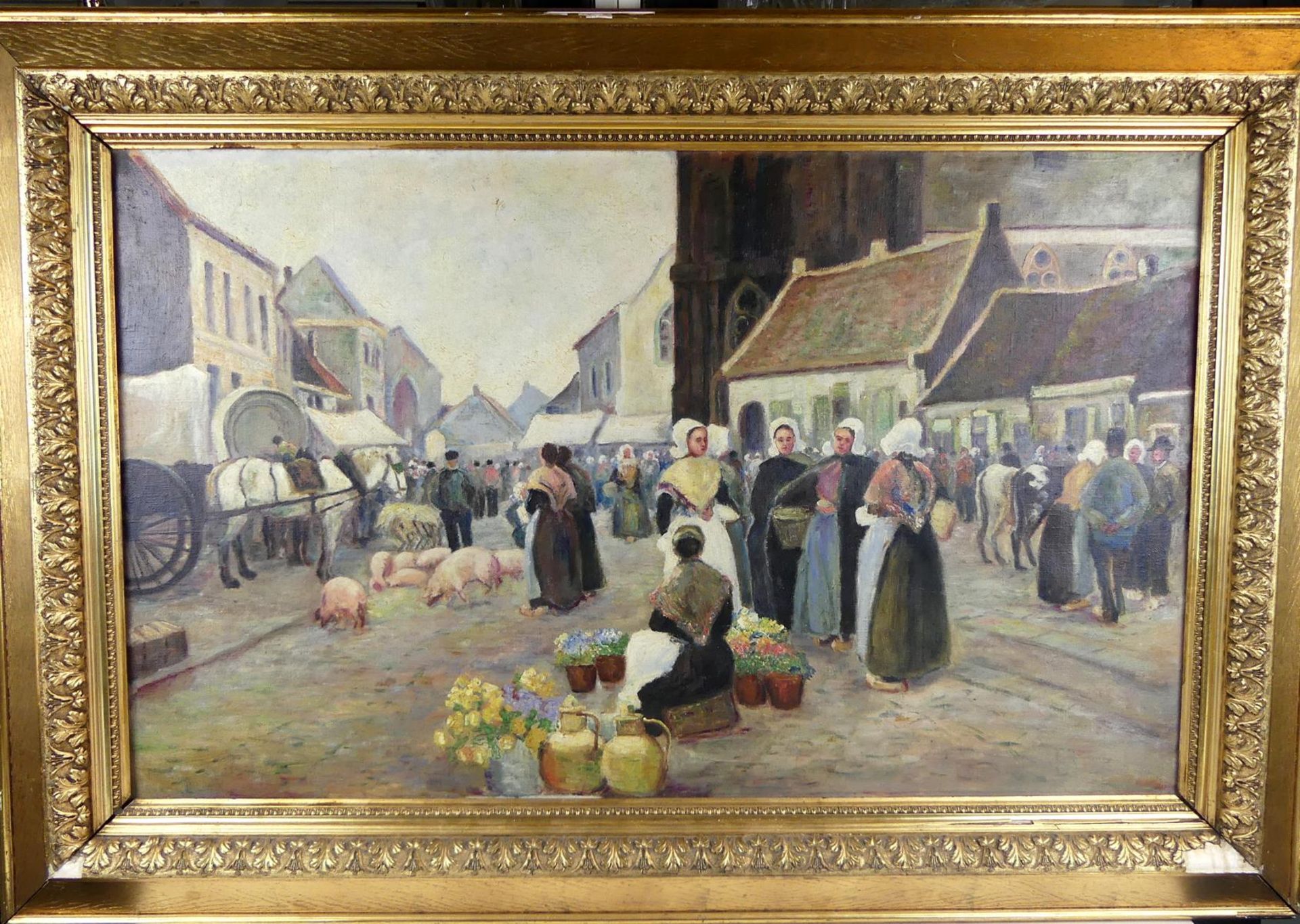 "Holland", Öl/Leinwand, Genrebild, ohne sig., ca. 89 x 55 cm