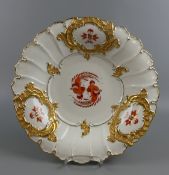 Prunkteller, Meissen, Golddekor, 2 Schleifstriche, Dm. ca. 29,5 cm