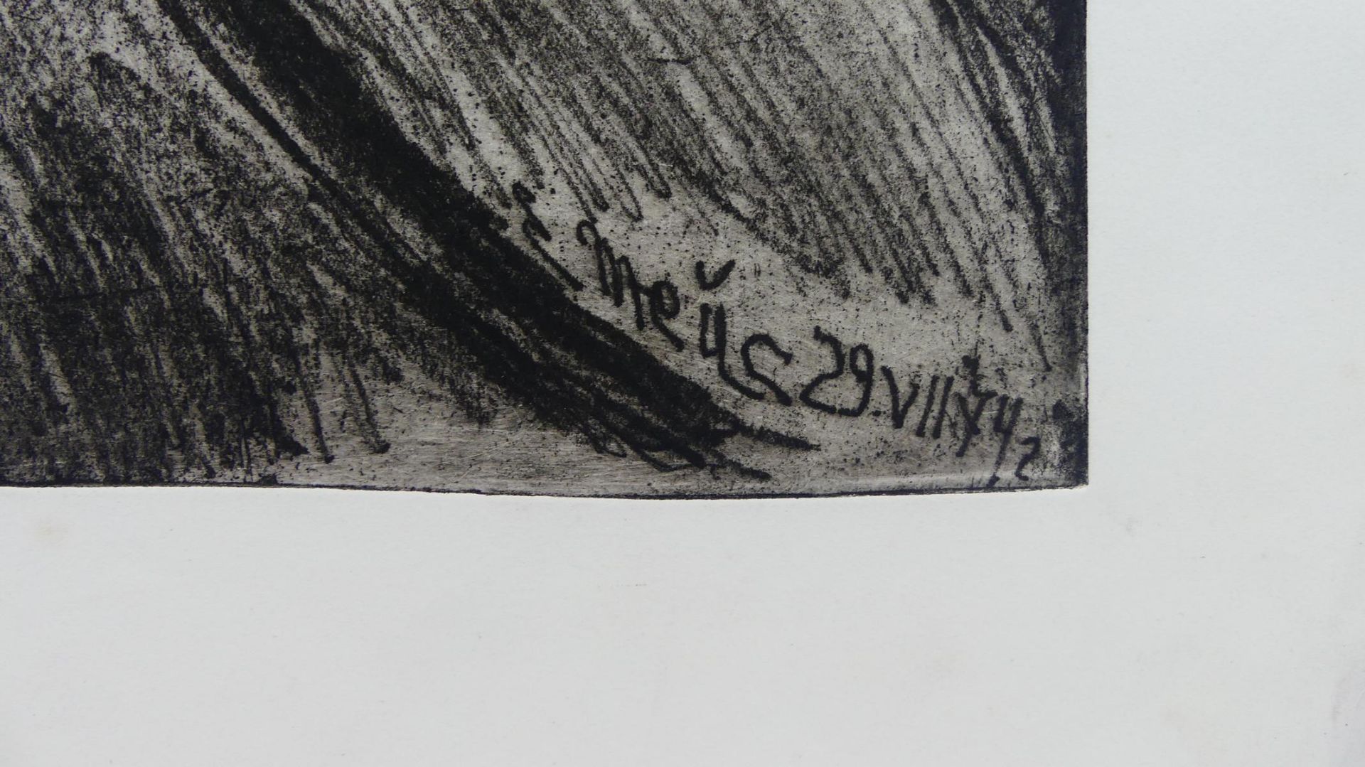 E. MEUS, "Kokoschka Portrait", orig. Radierung, in der Platte sig., - Bild 2 aus 3