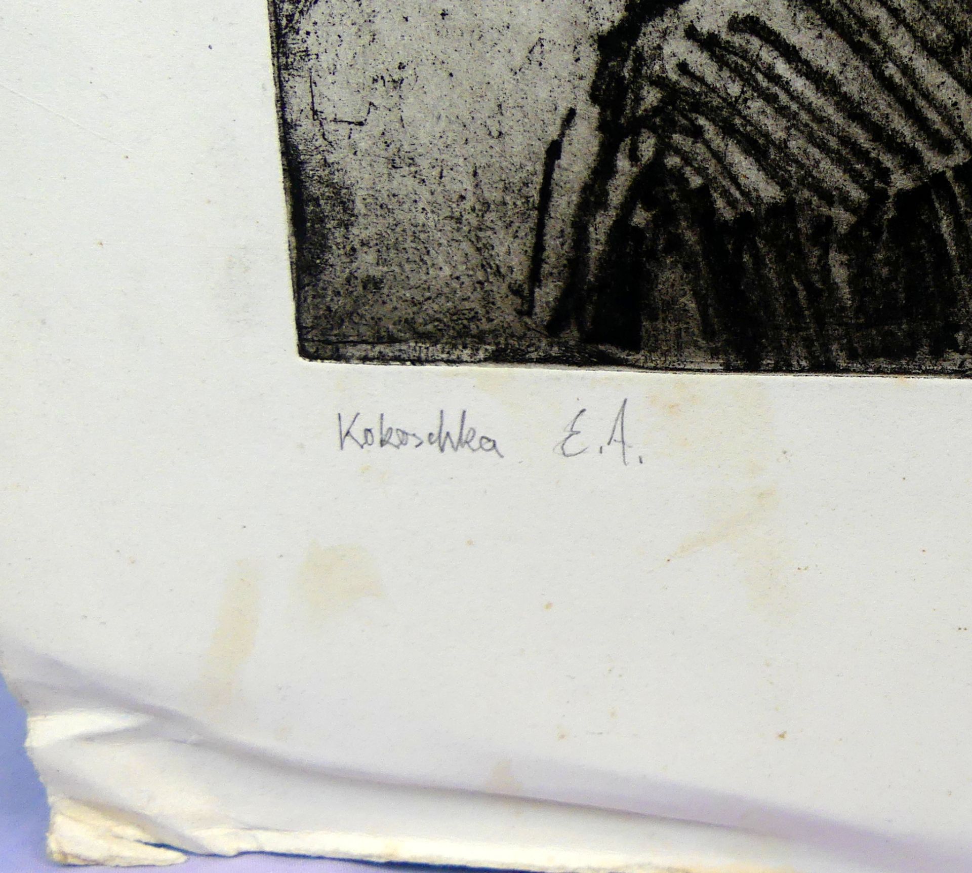 E. MEUS, "Kokoschka Portrait", orig. Radierung, in der Platte sig., - Bild 3 aus 3