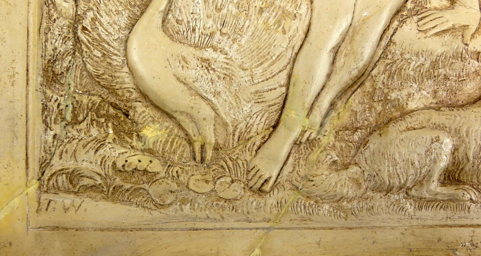 "Adam und Eva mit Tieren im Paradies", Kalksteinrelief, 17.-18.Jhd., - Bild 2 aus 6