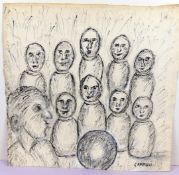 MASSIMO CAMPIGLI, "Abstrakte Männer", Tusche Zeichnung,