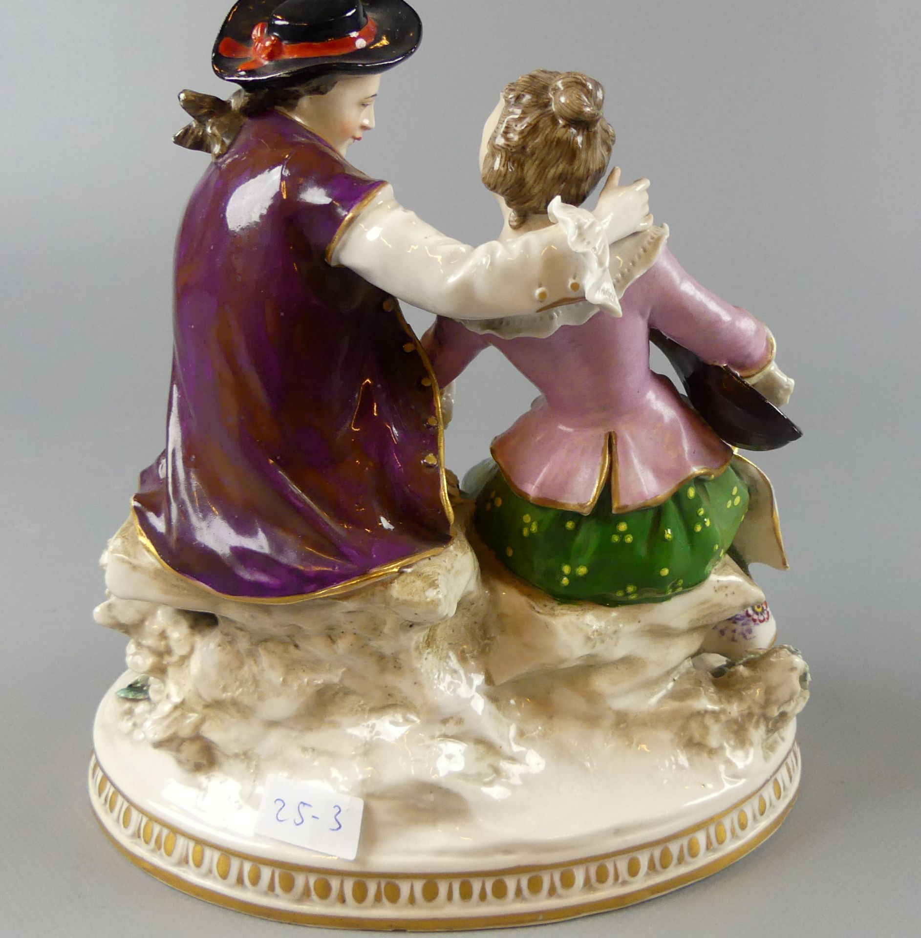 Barockes Liebespaar, Porzellanfigur, Dresden, H. ca. 19 cm, - Bild 4 aus 6