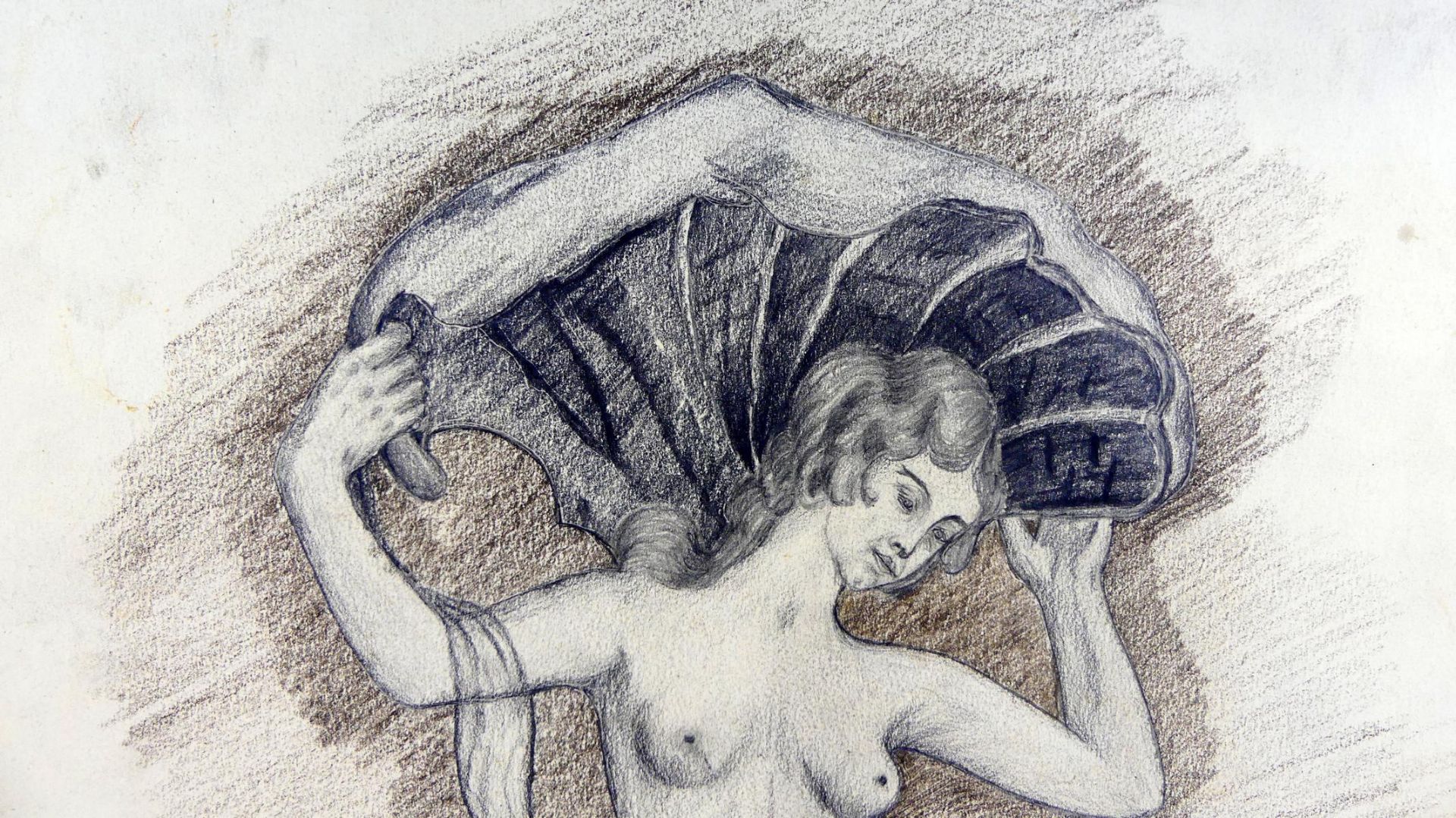 Wohl MAX KLINGER, "Muschel Venus", Kohle-Kreide Zeichnung, - Bild 3 aus 3
