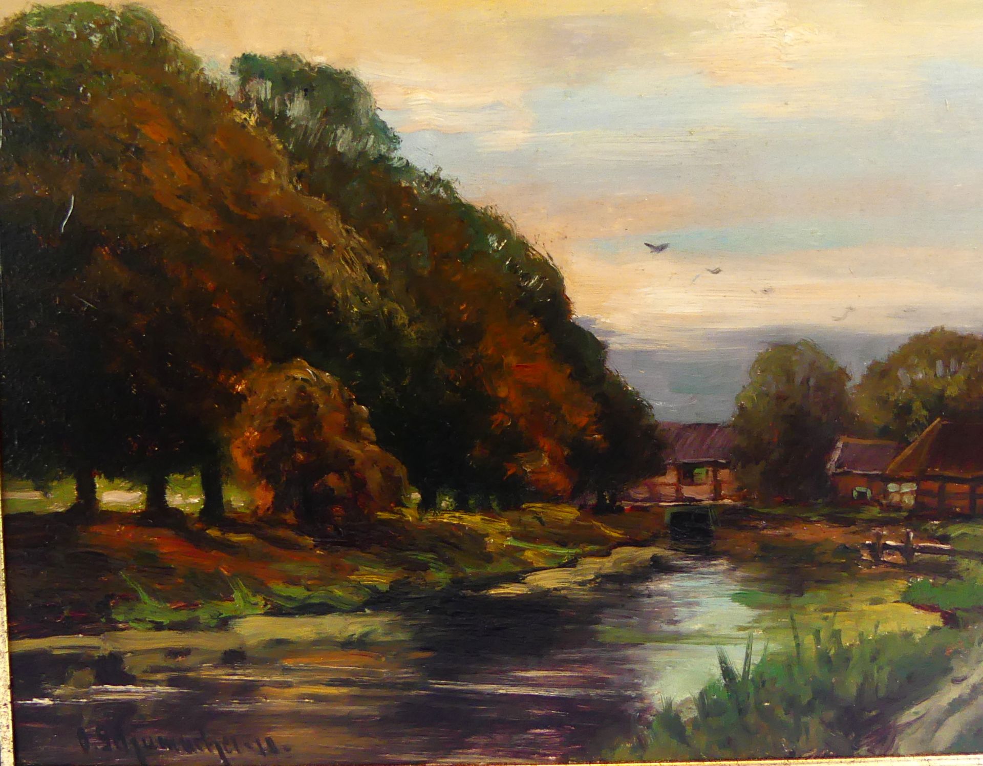 OTTO SCHUMACHER (1894-?), "Bauernkate", Bauernkate am Fluss", - Bild 4 aus 5