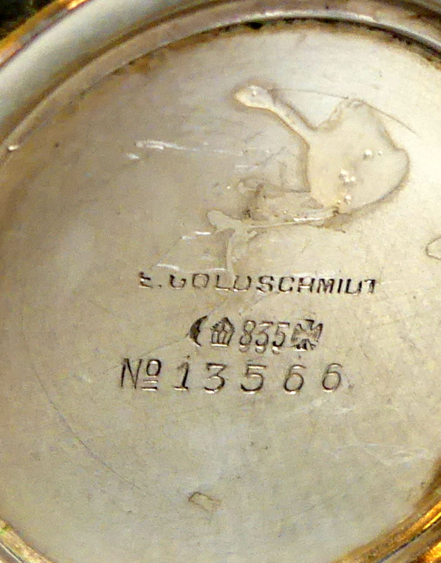 Teekanne (mit Seitengriff, Holz), Zucker, Milch, 835er Silber, - Image 2 of 2