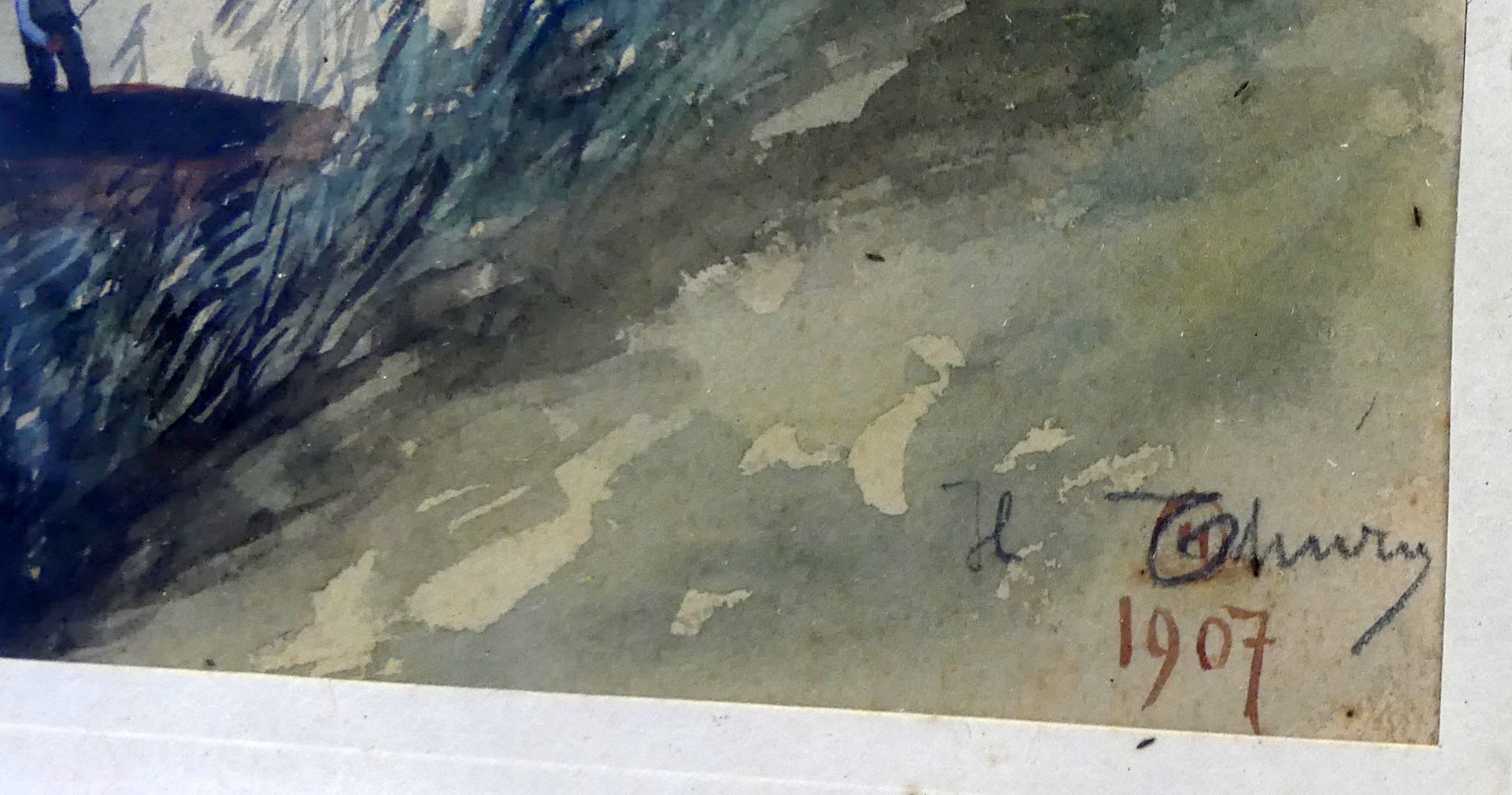 Paar Aquarelle, "Landschaften mit Häusern" u.re.unles.sig., dat. 1907 - Bild 5 aus 5