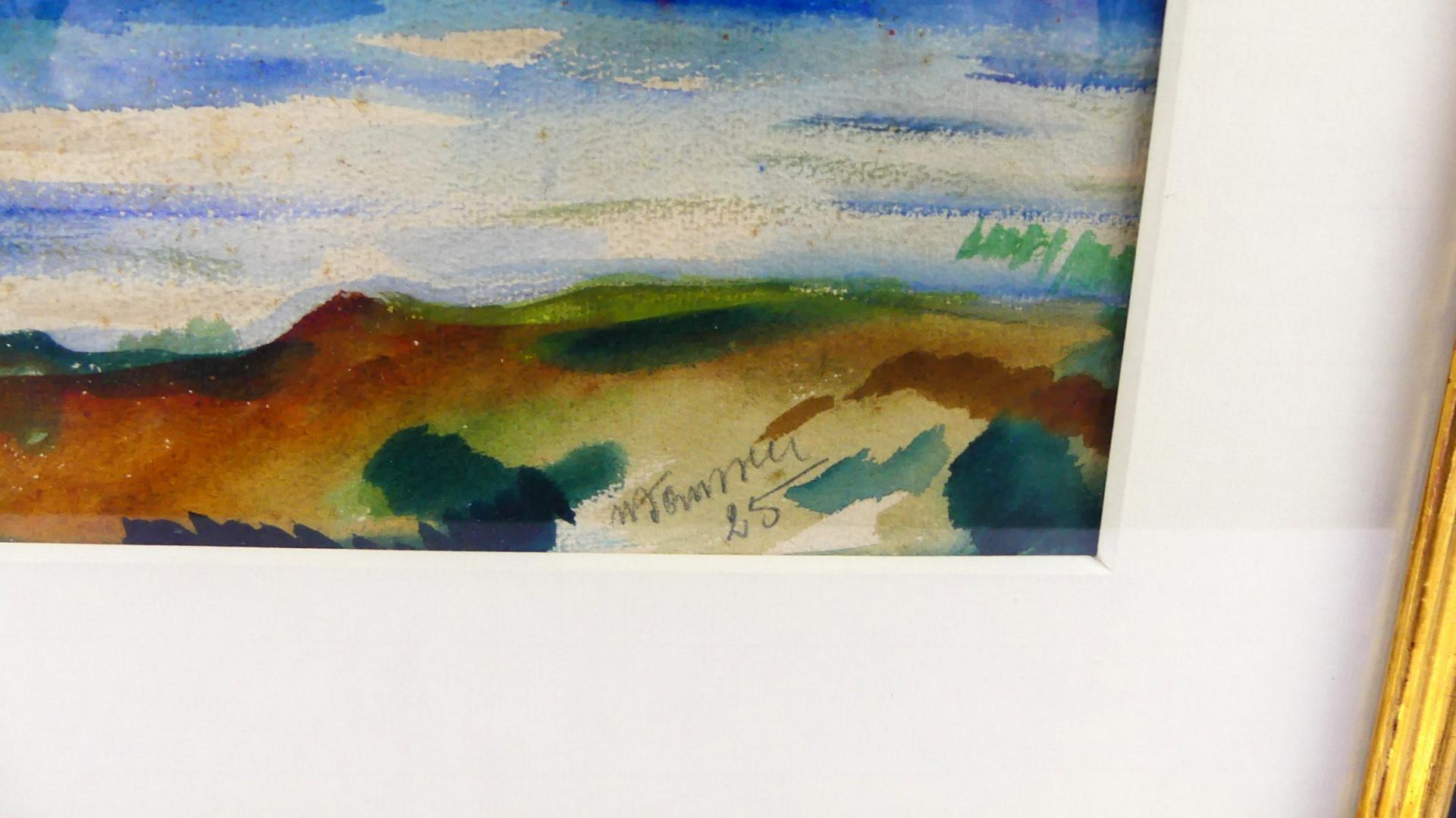 "Flusslandschaft", Aquarell, unten rechts unles. sig., - Bild 2 aus 2