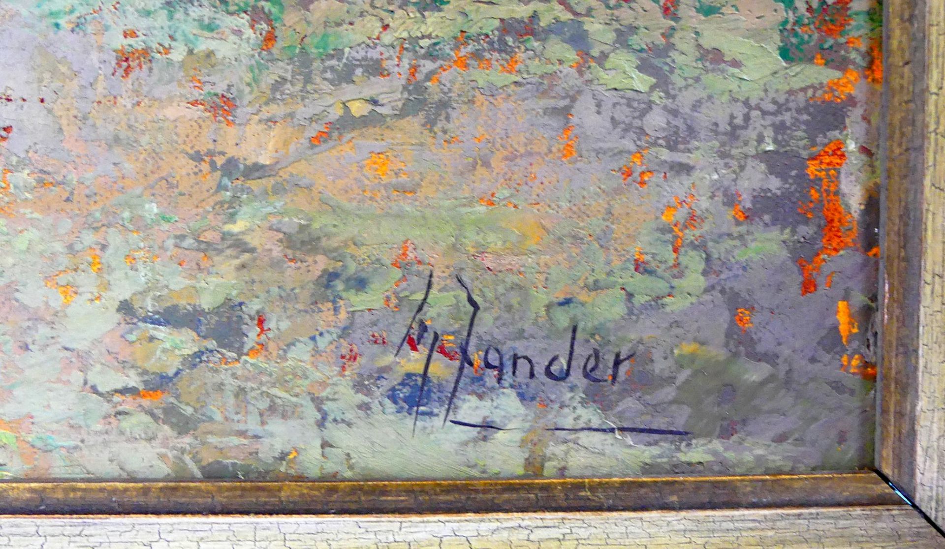"Flusslandschaft", Öl/L., u.re.sig. Zander, gerahmt, ca. 60 x 40 cm, - Image 3 of 4
