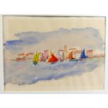"Segelboote vor der Küste", Aquarell, u.li.sig. R. Dufy, ca. 41 x 31 cm,