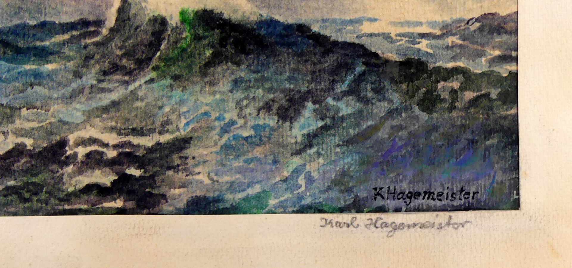 "Die Nordsee", Aquarell, u.re.sig. K. Hagemeister, u.li. betitelt, ca. 22 x 19 cm, - Bild 2 aus 3