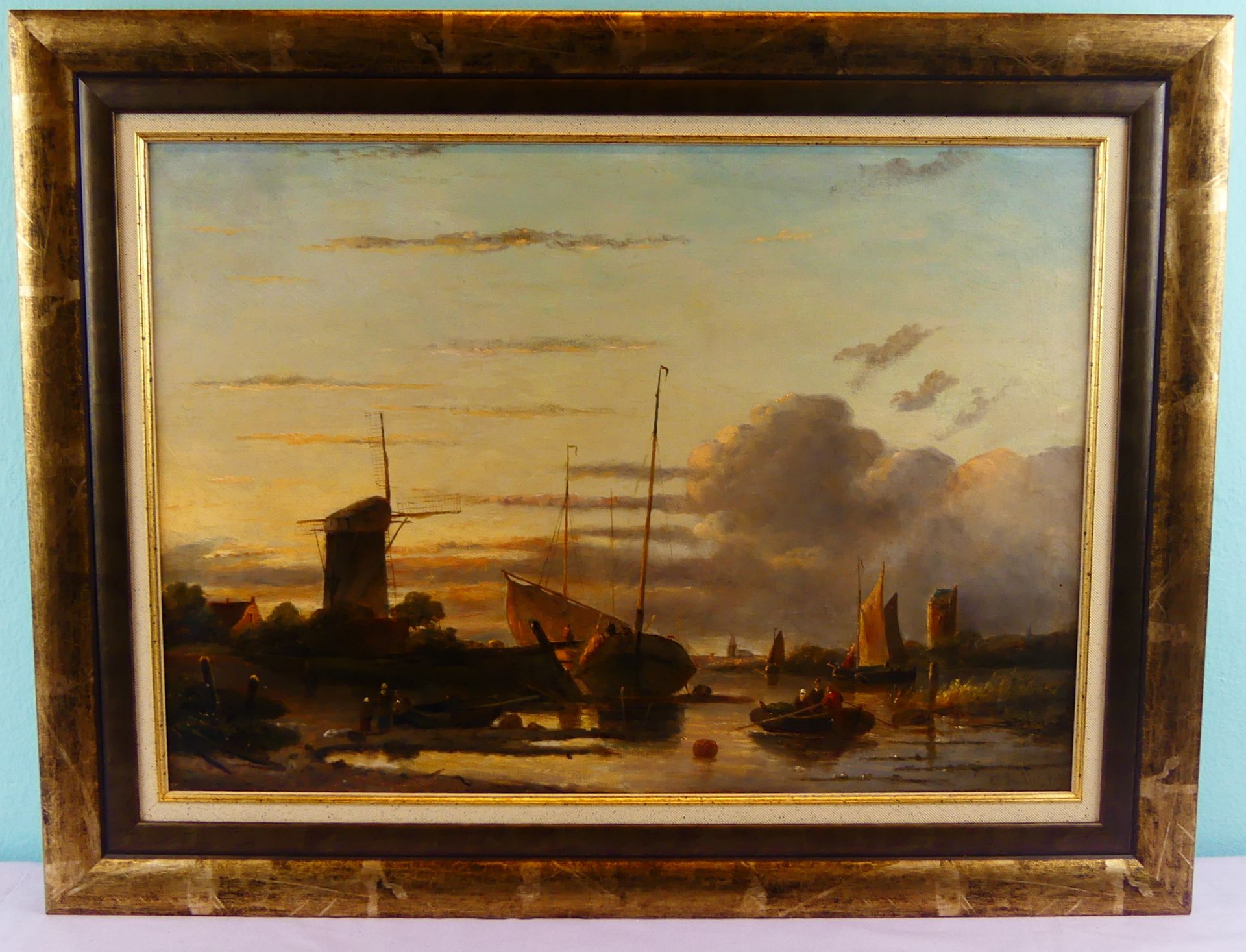 CHARLES LEICKERT (1818-1907), "Holländische Flusslandschaft", Öl/L,
