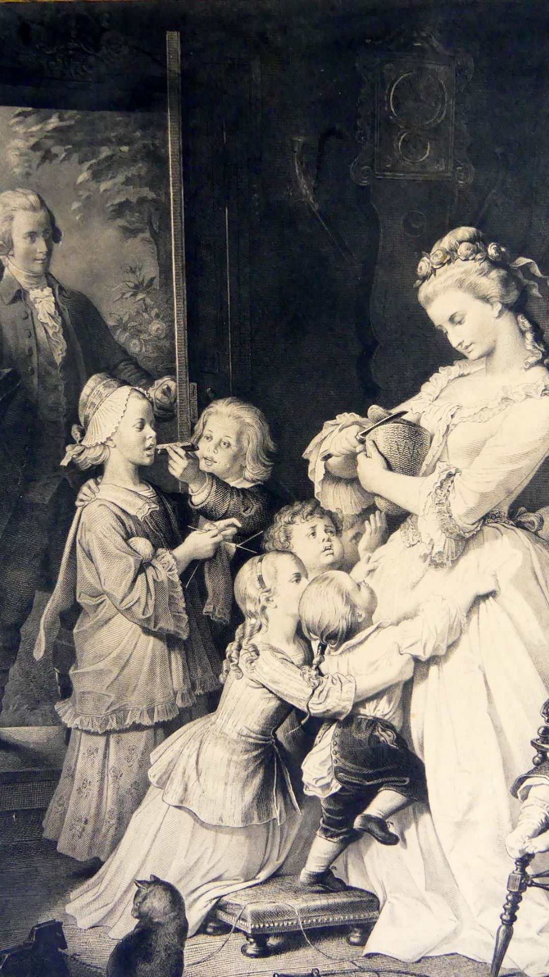 "Frau mit Kindern", Kupferstich, Passepartout, ca. 40 x 50 cm - Image 2 of 2