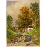 "Wassermühle im Gebirge", Aquarell, unten rechts monogr. A.D., datiert '65,