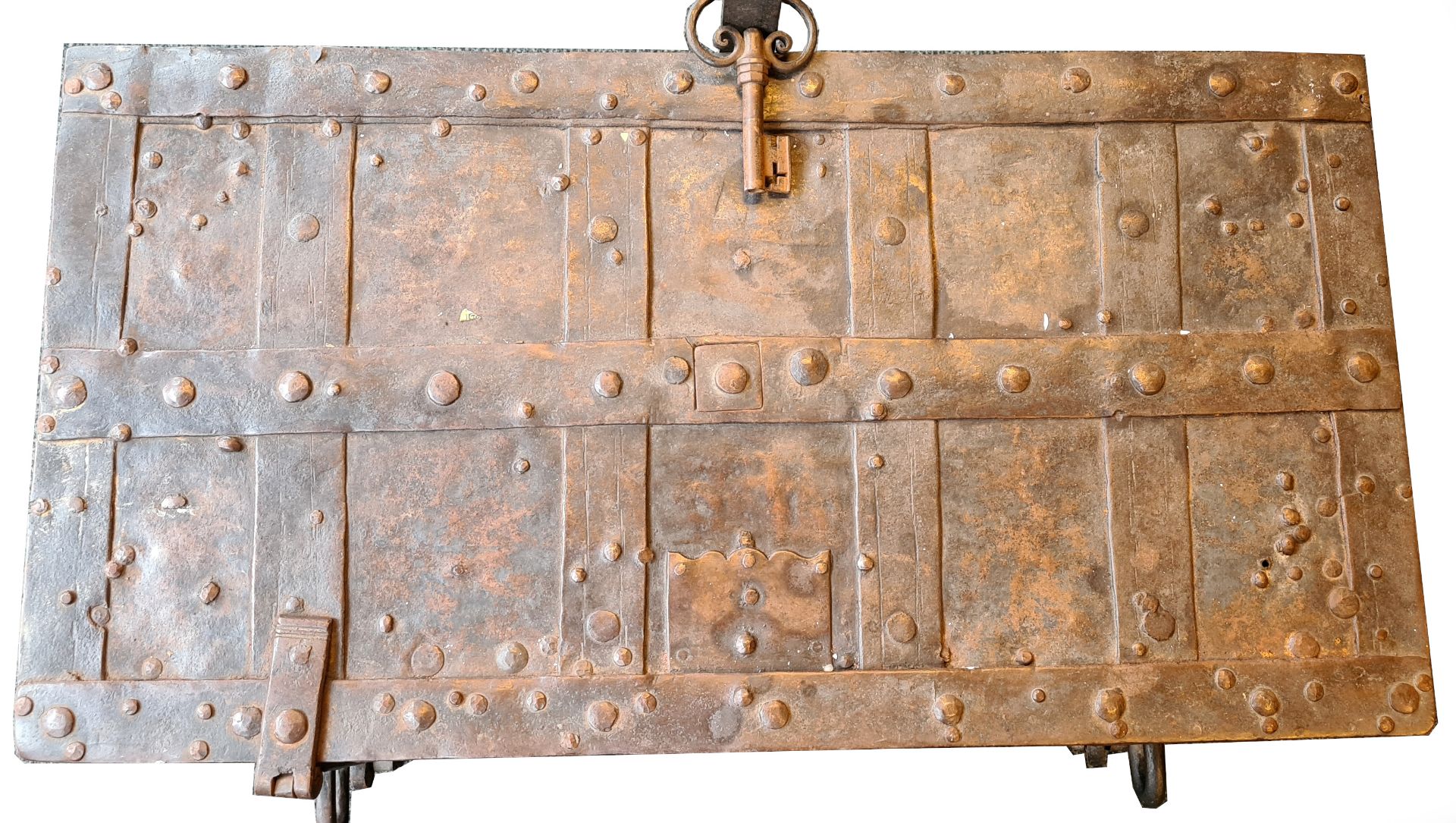 Kriegskasse, Eisen, seitliche Griffe, auf drei Rollen, verschlossen, - Image 4 of 6