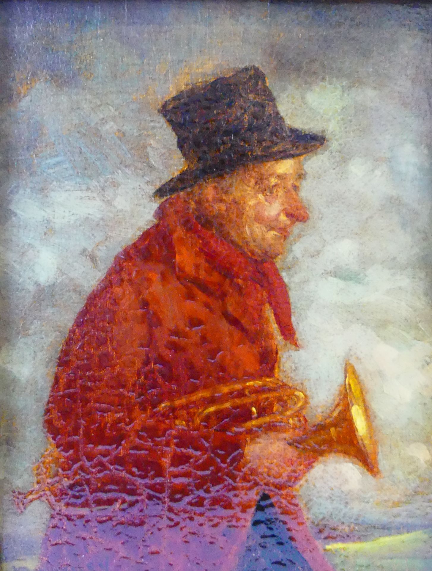 WLADIMIR MAGIDEY (1881), "Musiker mit Horn", Öl/Holz, u.re.sig., - Bild 2 aus 4