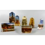 7 Paperweights, Glas, verschiedene Motive und Formen, ca. 6-10,5 cm