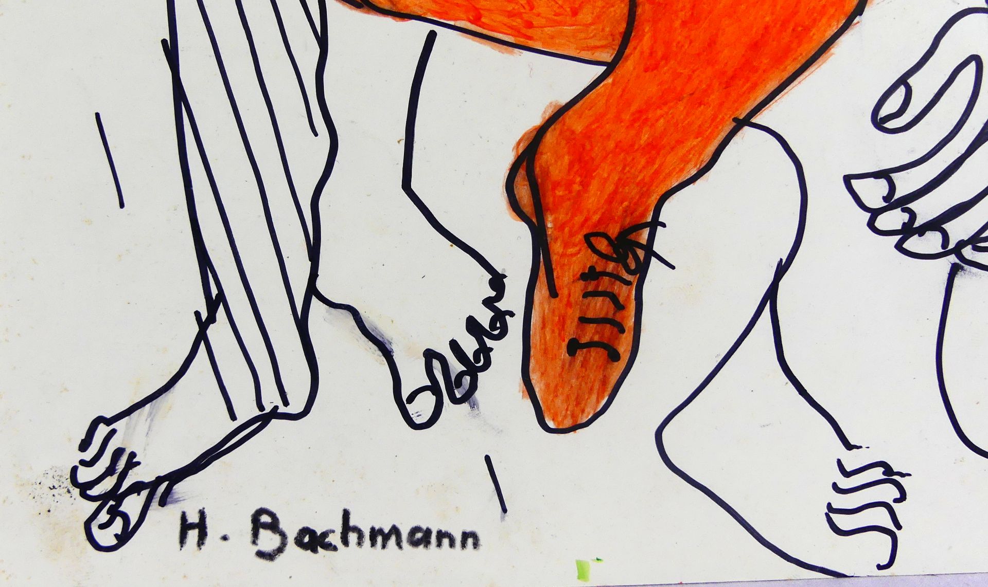 "Abstrakte Figuren", Zeichnung, u.li.sig. H. Bachmann, u. re. dat. 01.02.89, - Bild 2 aus 3