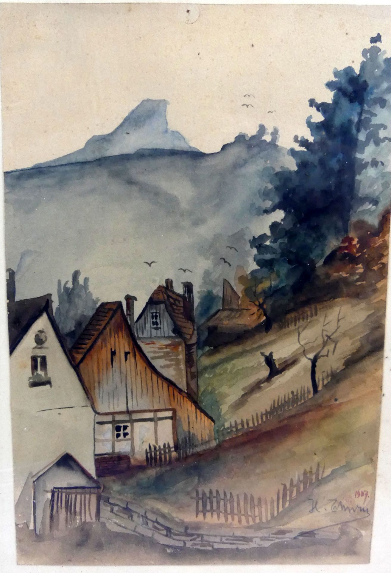 Paar Aquarelle, "Landschaften mit Häusern" u.re.unles.sig., dat. 1907 - Bild 2 aus 5