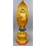 Schrein Gott Buddha, auf Sockel, gold gefasst, Höhe ca. 36