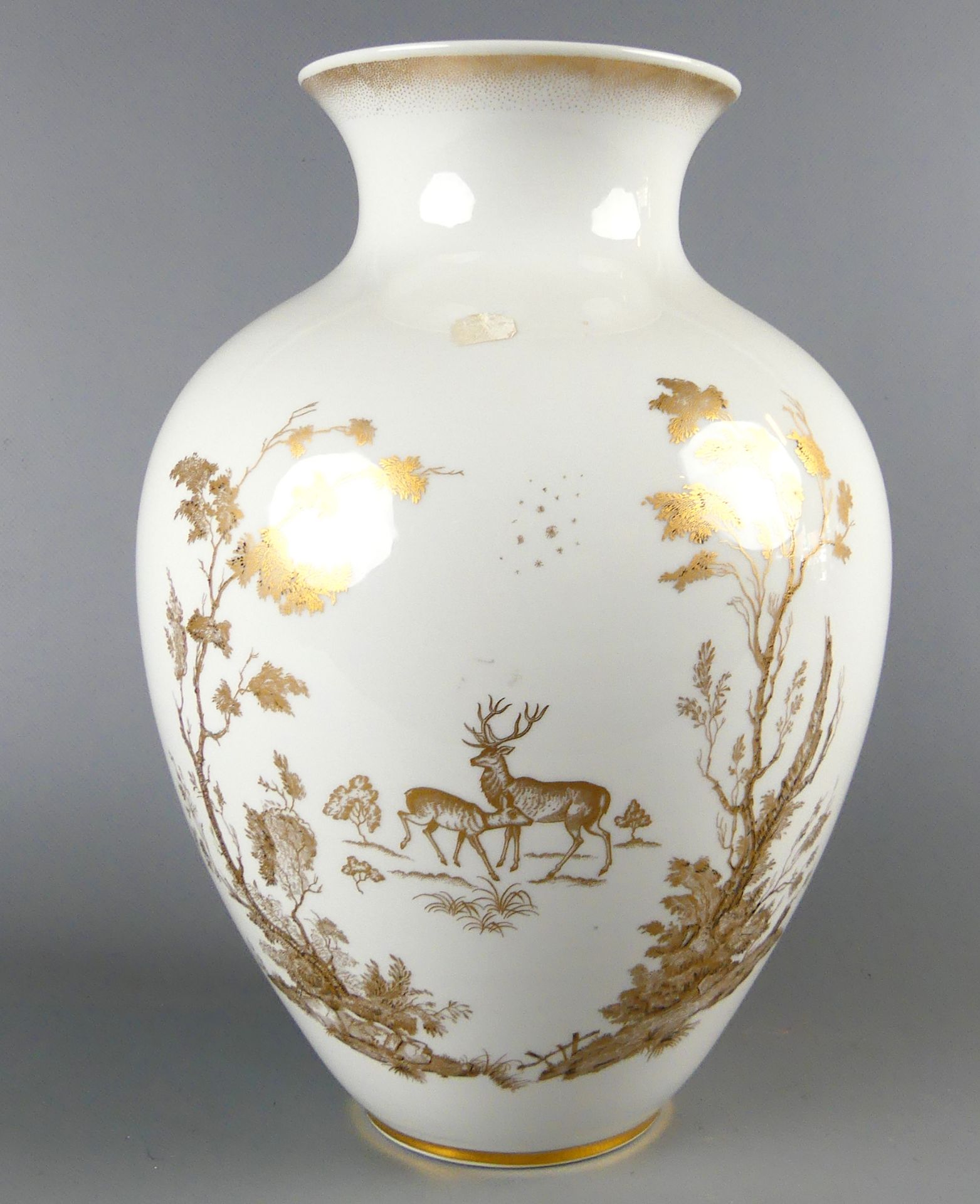 Vase, Hutschenreuther, Selb, bemalte Jagdszene, bronzefarben, H. ca. 32 cm