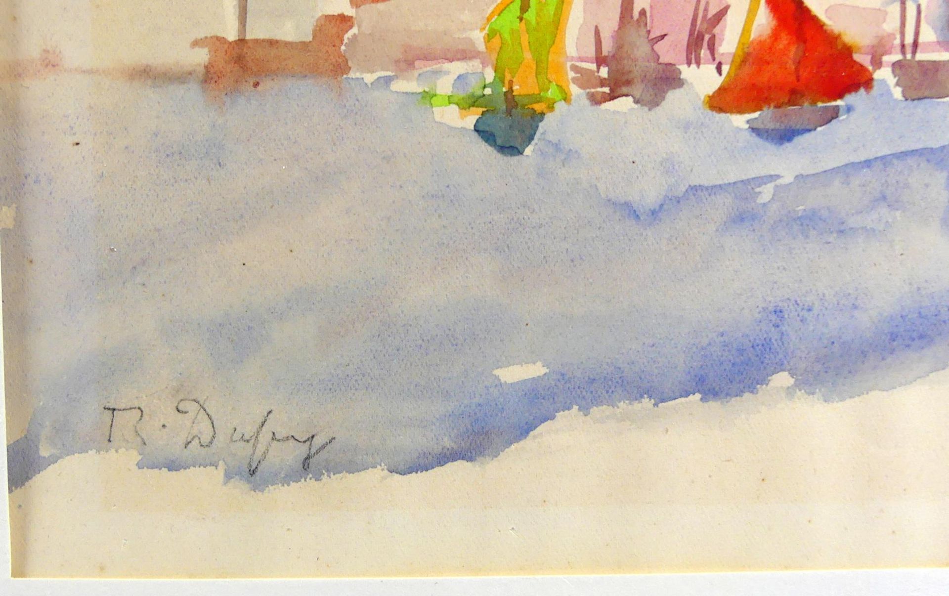 "Segelboote vor der Küste", Aquarell, u.li.sig. R. Dufy, ca. 41 x 31 cm, - Image 2 of 3
