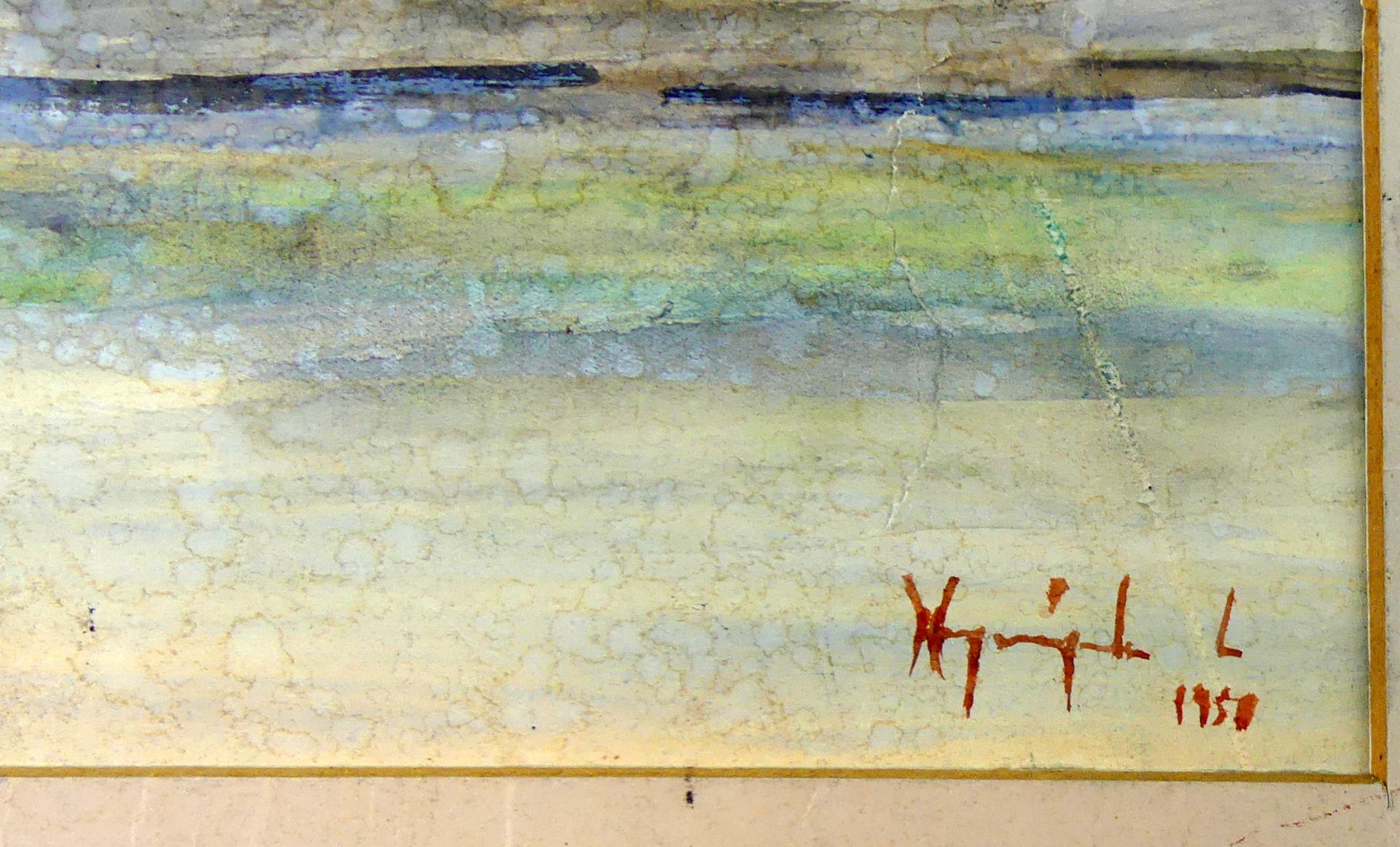 "Blick auf Stadt am Fluss", Aquarell, u.re.unles.sig, dat. 1958 - Bild 2 aus 3